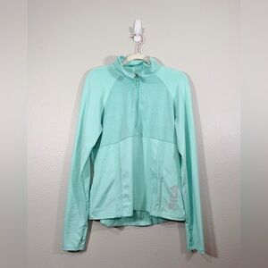 Fila Zip Up Jacket Tiffany Blue Green Athletic Pullover Stretch Fit Women Large